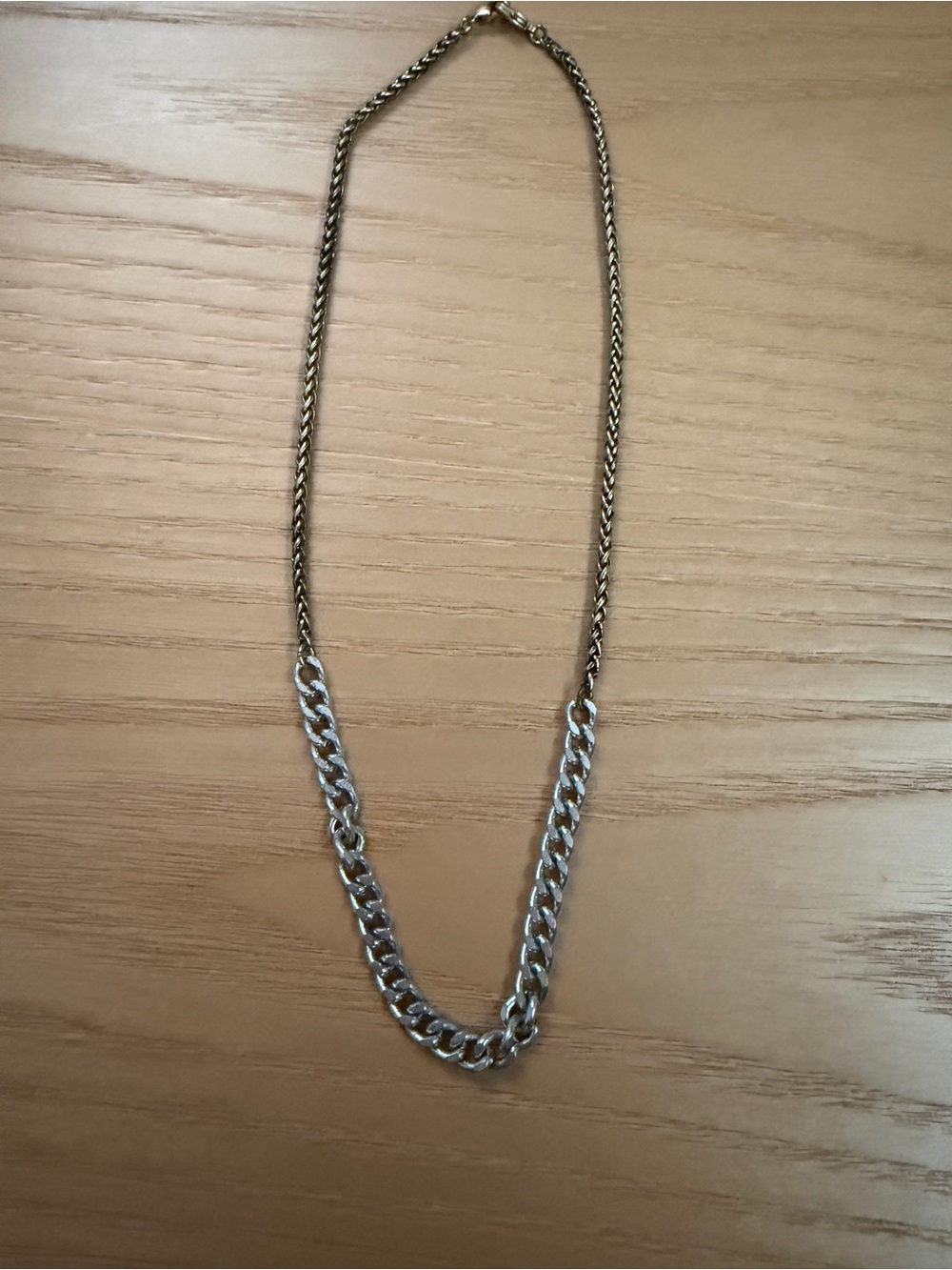 Lucky Brand Silver Chain and Gold Two-Tone Collar Necklace